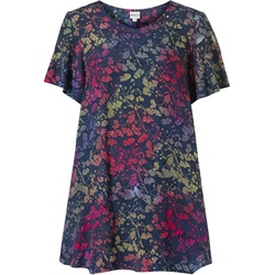Viskose-Bluse, Muster blau, 46