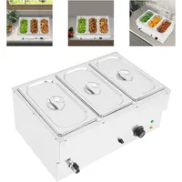 Edelstahl Buffetwärmer Buffetbehälter 3 Pan Gastronomie Speisewärmer Warmhalteplatte Warmhaltegerät Catering Speisenwärmer 3 7l Für Bain Marie, 3 Gn 1/3 Behälter Mit Deckel