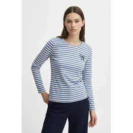 ONLY CARMAKOMA Langarmshirt ONLY CARMAKOMA "CARBODIL L/S O-NECK BLOUSE JRS", Damen, Gr. S, riviera stripes:cloud dancer, emb.