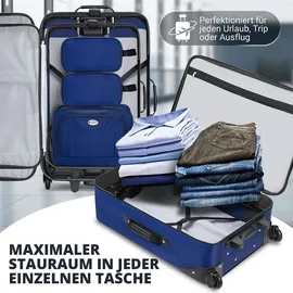 Juskys Trolley Kofferset Athen - 60 L, 2 Rollen, Weichschale, Handgepäck, Blau