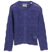 Tom Tailor Mädchen Cardigan mit Lochmuster, blau, Uni, Gr. 116/122
