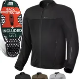 SHIMA OpenAir Motorrad Jacke Herren mit Protektoren AirForce Rückenprotektor Motorradjacke Sommer Mesh Belüftet Textiljacke Schutzjacken Protektorenjacke Luftige Männer Schwarz, XL)