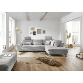 die planbar Eckcouch Cord 3-Sitzer Grau