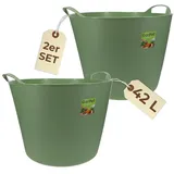 GarPet 2er Set Flexibler Eimer 42 L Wäschewanne Mehrzweckkorb Wäschekorb flexibel rund Gartenkorb Flexible Wanne Plastikkorb mit Henkel Futtertrog Pferd