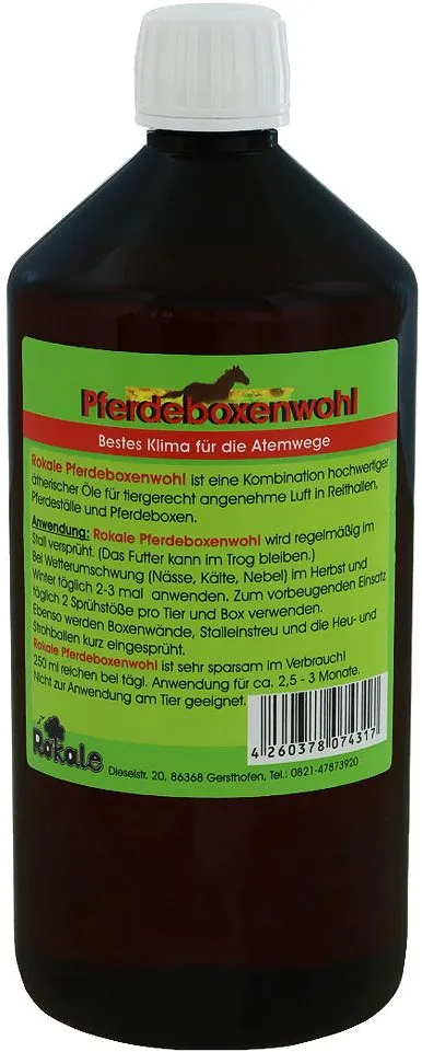 Rokale Pferdeboxenwohl-angenehmes Stallklima, unterstützend bei Heustauballergie Flüssigkeit 1000 ml