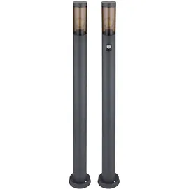 GLOBO Stehleuchte Außenleuchte Edelstahl 12,7x110 cm 2er Set grau