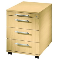 Rollcontainer »Q-Line« mit klassischen Schubladen braun, HAMMERBACHER, 42.8x59x55.3 cm