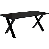 ALTDECOR Esstisch, ideal als Küchentisch oder Wohnzimmertisch, solide Konstruktion aus Möbelplatte - KLYN X - 160x90x75 cm - Schwarz Hochglanz/X