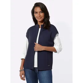 Casual Looks Strickweste CASUAL LOOKS, Damen, Gr. 54, blau (marine), 100% Baumwolle, unifarben, Westen Strickweste