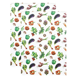 Lashuma Geschirrtuch Gemüse, (Set, 2-tlg., 2 Geschirrhandtücher 48x68 cm), Trockentücher robust, Küchentücher Baumwolle