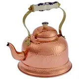 ich-zapfe Wasserkessel, Teekessel - aus Kupfer, Gehämmerte, Mit Porzellangriff, 1,5L