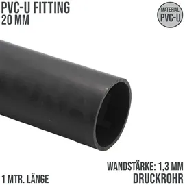 tubofuro(pt) Bevo - Mega Druckrohr 1,00 m Glatt Pvc-u Ø 20 x 1,3 mm (pn10), grau