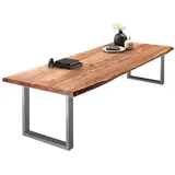 Sam SAM® Esstisch Baumkante massiv Akazie natur 240 x 110 silber VALIN
