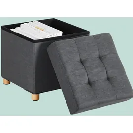 Relaxdays Hocker mit Stauraum Polyester 38 x 38 x 38 cm Dunkelgrau