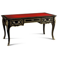 Casa Padrino Schreibtisch Luxus Barock Schreibtisch mit 3 Schubladen Schwarz / Rot / Gold - Prunkvoller handgefertigter Massivholz Bürotisch - Barock Büromöbel - Luxus Qualität - Made in Italy