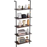Vevor Schweberegal Leiterregal mit Metallrahmen Bücherregal 5 Ebenen, 64x30cm schwarz