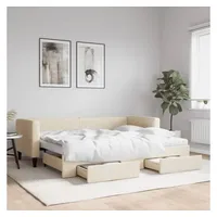 VidaXL Tagesbett Ausziehbar mit Schubladen Creme 80x200 cm Stoff