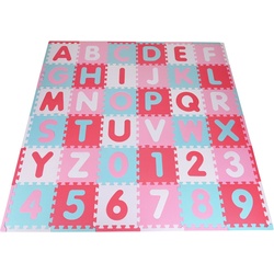 Knorrtoys® Puzzle Alphabet + Zahlen, Pink-rosa, Puzzleteile, Puzzlematte, Bodenpuzzle bunt