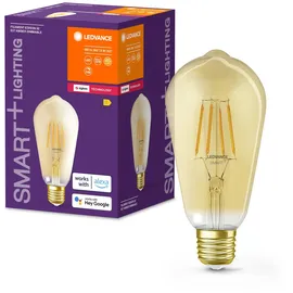 LEDVANCE Smarte LED-Lampe mit ZigBee, Sockel E27, Dimmbar, Warmweiß (2400K), Goldene Edisonform, Klares Filament, Ersatz für 55W-Glühbirnen, steuerbar mit Systemen wie Alexa, Google oder Hue, 1er-Pack
