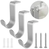 3 Stück Gardinenstange Halterung Gardinenstangen Halter Curtain Rod Holder Metall Vorhangstange Halter mit Schrauben vorhangstangenhalter für Wohnzimmer Schlafzimmer Vorhangstangen Wände-Silber