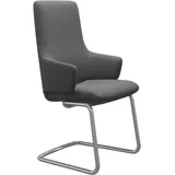 Polsterstuhl STRESSLESS "Laurel", grau (grau batick, chrom glänzend), B:58cm H:105cm T:60cm, Leder BATICK: BATICK ist ein leicht korrigiertes, durchgefärbtes und genarbtes Möbelleder, bei dem die meisten Unebenheiten und Spuren in der Regel entfernt wurden., Stühle, Polsterstuhl, High Back mit Armlehne, Größe L, mit Beinen aus Stahl in Chrom