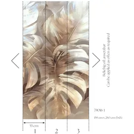ascreation Livingwalls Palmenblätter-Fototapete – Beige – Wandbild XXL 1,59 x 2,80 m