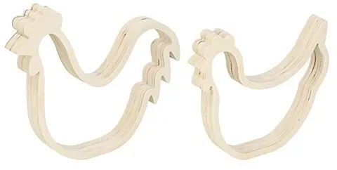 Hahn und Huhn aus Holz, 32 cm und 25 cm, 2 Stück