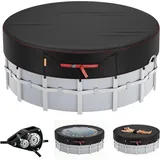 FELIXLEO Pool-Abdeckplane Poolabdeckung Rund 366 cm 420D mit Spannratsche Wasserdicht