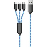 2GO 797315 USB Kabel 1,5 m USB B USB C/Micro-USB B/Lightning Schwarz, Blau