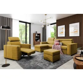 Fun Möbel Ecksofa Schlafsofa Sofa CANTON in Stoff Camelia Senfgelb Ottomane Links - Gelb