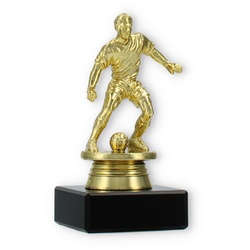 Pokal Fußballfigur Economy gold auf schwarzem Marmorsockel 10,4cm