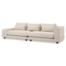 Casa Padrino Luxus Sofa Beige / Schwarz 285 x 106 x H. 66 cm - Wohnzimmer Sofa mit Kissen - Wohnzimmer Möbel - Luxus Möbel - Wohnzimmer Einrichtung - Luxus Einrichtung - Luxus Qualität