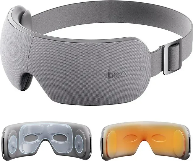 Breo EM005 Schläfen- und Augenmassagegerät mit Heizfunktion, bester Augenmassagegerät für Migraine, Kopfschmerzen und trockene Augen, wiederaufladbar, tragbar, zur Entspannung und zum Schlummer, mit Musikfunktion