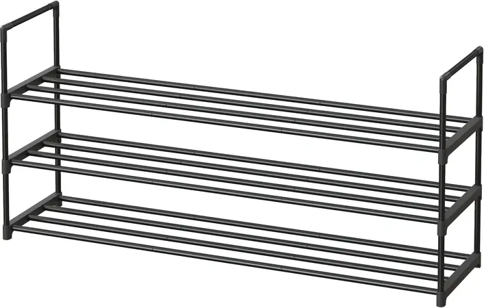 Ochama Stapelbares schmales Metall-Schuhregal – Schwarz, 30 x 117 x 55 cm, 3 Ebenen, Platz für 20–24 Paar Schuhe – platzsparende Aufbewahrung für Flur, Schrank oder Wohnzimmer