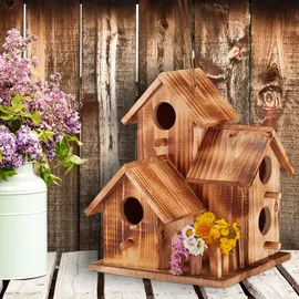 Relaxdays Vogelhaus 34 x 20 x 19 cm natur