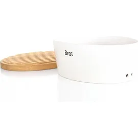 Continenta Brottopf mit Holzdeckel oval 30 cm weiß