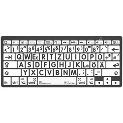LogicKeyboard MAC Bluetooth Großdruck-Tastatur Schwarz auf Weiß, Mini-Layout