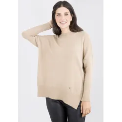 Strickpullover PLEASE JEANS, Damen, Gr. 1, braun (nocciola), Strick, Obermaterial: 43% Viskose, 29% Polyester, 28% Polyamid, casual, Rundhals, Langarm, Pullover