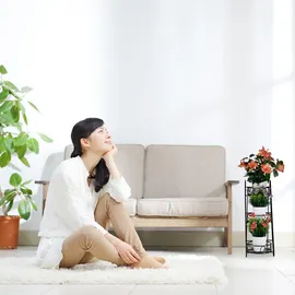 Relaxdays Blumentreppe 53,5 x 20 x 45,5 cm Schwarz