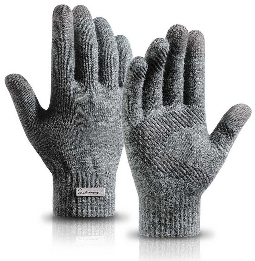 FIDDY Trikot-Handschuhe Strickhandschuhe für Wärme und rutschfeste Funktion Kann direkt über ein Smartphone gesteuert werden, modisch grau L