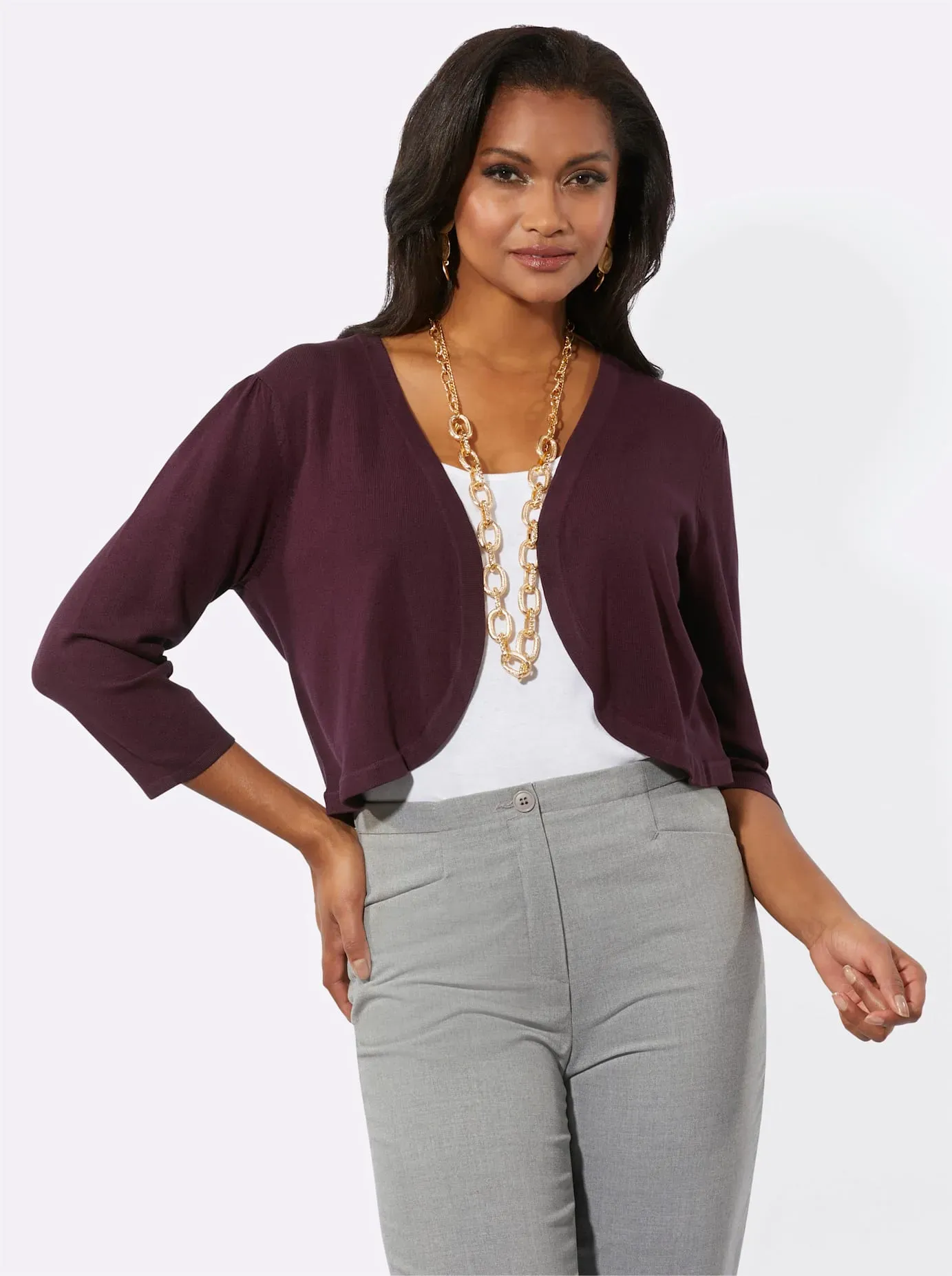 Bolero LADY, Damen, Gr. 48, rot (burgund), 80% Viskose, 20% Polyamid, unifarben, Strickjacken Bolero