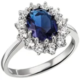 FIRETTI Fingerring Schmuck Geschenk Silber 925 Damenring Lady D Diana Royal, mit Zirkonia (synth), Glasstein blau|silberfarben 60
