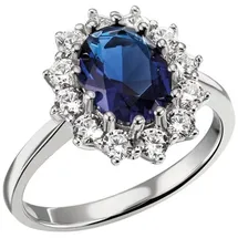 FIRETTI Fingerring Schmuck Geschenk Silber 925 Damenring Lady D Diana Royal, mit Zirkonia (synth), Glasstein blau|silberfarben 60