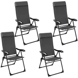 TecTake GmbH Faltbarer Campingstuhl Müritz mit Kopfpolster, Aluminium  4er Set