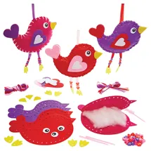 Baker Ross FX418 Vogel-Liebesherz-Nähsets - 3er-Pack, Nähsets für Kinder zum Valentinstag