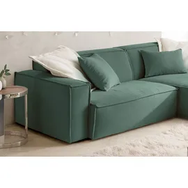 KAWOLA Ecksofa Cord 3-Sitzer Grün