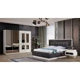 Xlmoebel Komplettschlafzimmer Neu 4-teiliges Schlafzimmer-Ensemble mit modernem Luxus-Design, (4-tlg., Set 4 tlg. (Bett + 2x Nachttische + Kleiderschrank), Hergestellt in Europa weiß