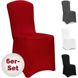 DETEX Stuhlhussen 6er Set Rot 30°C Waschbar