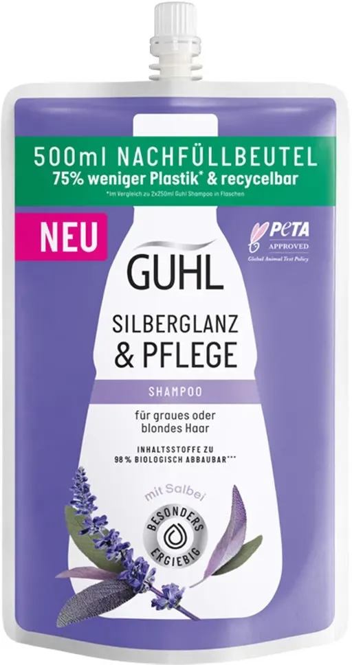 Preisvergleich Produktbild Guhl Silberglanz & Pflege Shampoo Nachfüllbeutel 500 ml