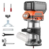 Akku-Kantenfräse - Kompakte Oberfräse 18 V - Bürstenloser Motor - Variable Drehzahl - 6,35 mm Spannzange - Einhandfräse für Holzbearbeitung - ...